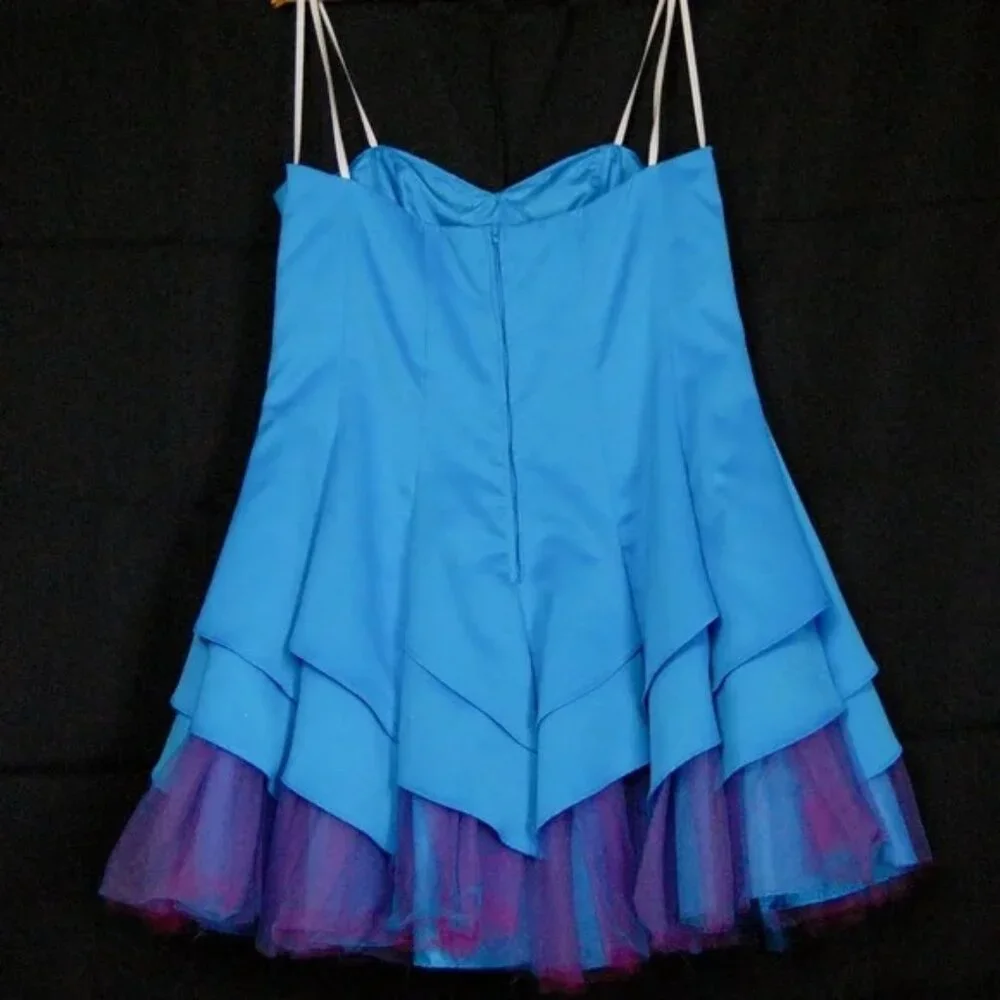 Sequin Embellished Party Dress - Blue and Purple - Picture 3 of 4
